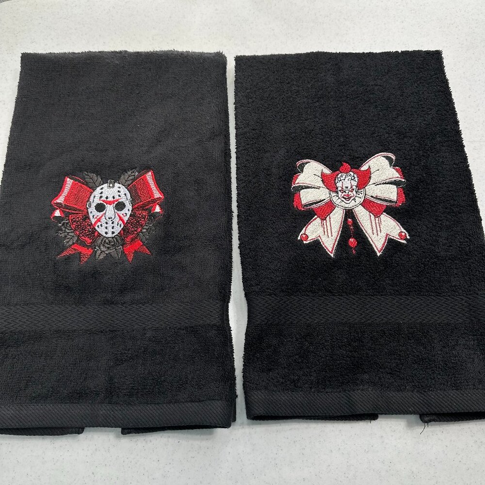 Halloween Hand Towel Set Embroidered Freddy Jason Scream Pennywise Beetlejuice